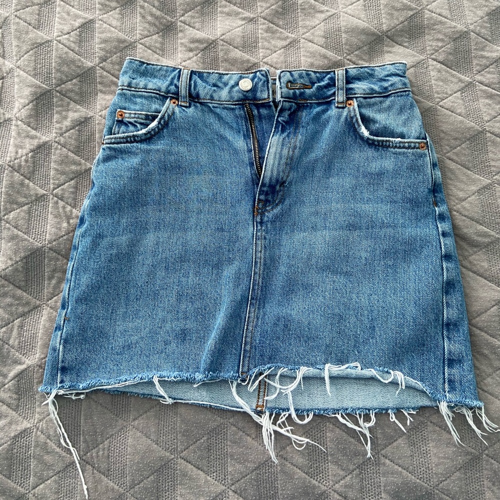topshop blue denim mini skirt